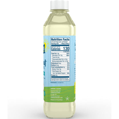 Carrington Farms Gluten & Hexane Free, NON-GMO, No Hydrogenated and Trans Fats in a BPA Free Bottle, Liquid Coconut Cooking Oil, Unflavored, 16 Fl Oz