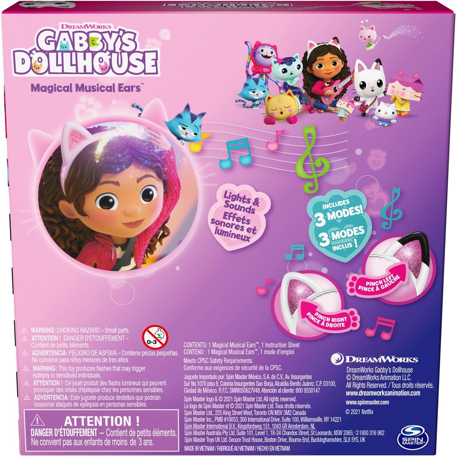 Gabby'S Dollhouse, Magical Musical Cat Ears, Kids Costume with Lights, Music, Sounds & Phrases, Pretend Play Toys for Girls Ages 3 and Up