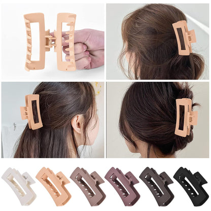 12 Pcs Rectangle Hair Clips, Hair Accessories for Women and Girls, Including 6 Pcs 4 Inch Large Claw Clips for Thick Hair and 6 Pcs 2 Inch Small Hair Claw Clips for Thin Hair (Neutral)