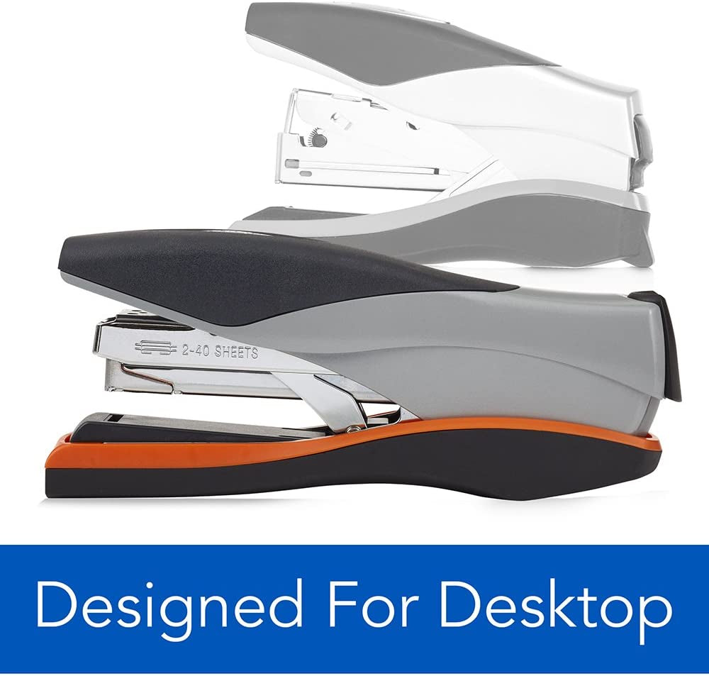 Swingline Stapler, Full Strip Desktop Stapler, 40 Sheet Capacity, Reduced Effort, Optima 40, Silver/Black/Orange (87845)