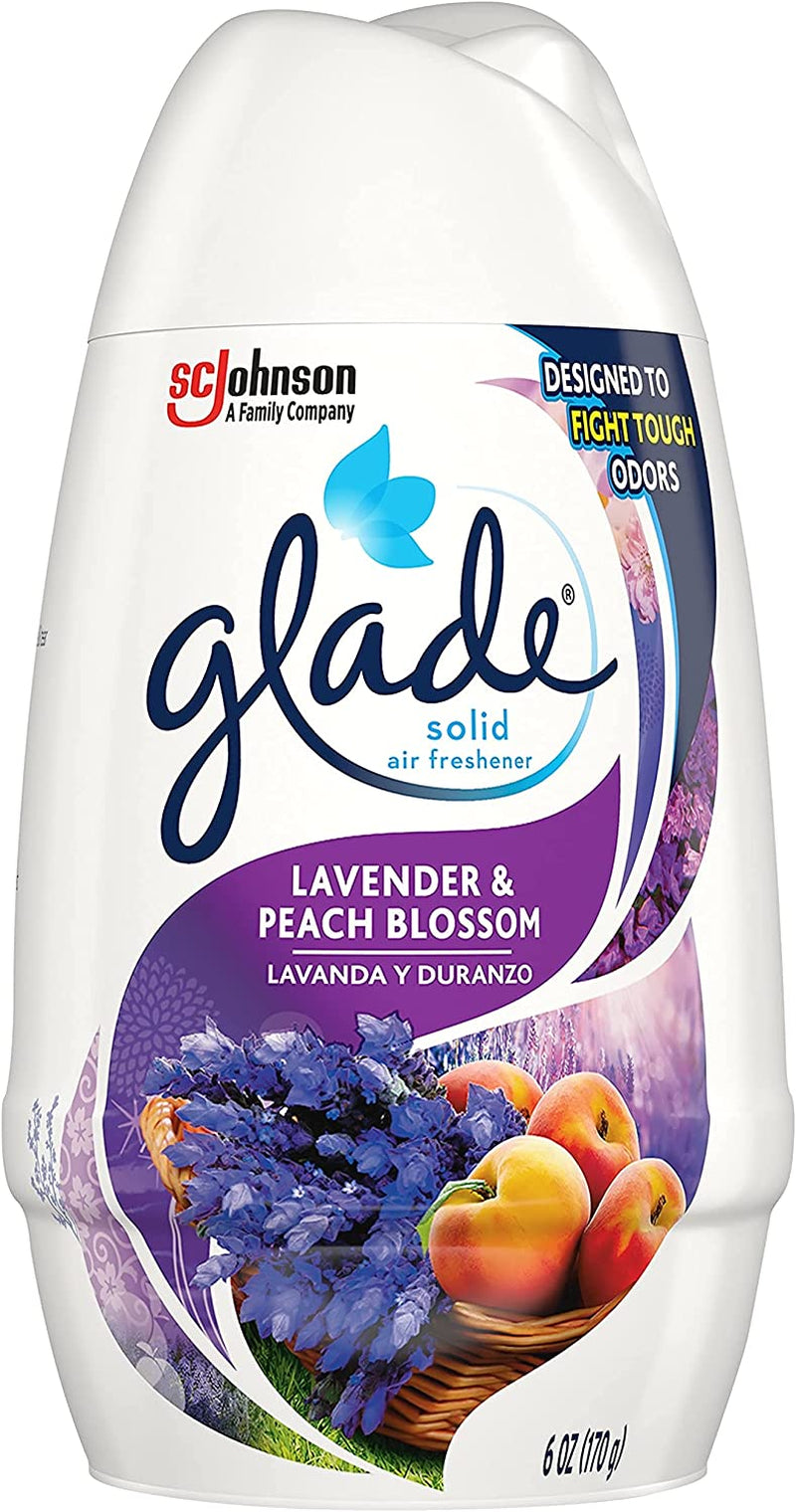 Glade Solid Air Freshener, Deodorizer for Home and Bathroom, Lavender & Peach Blossom, 6 Oz