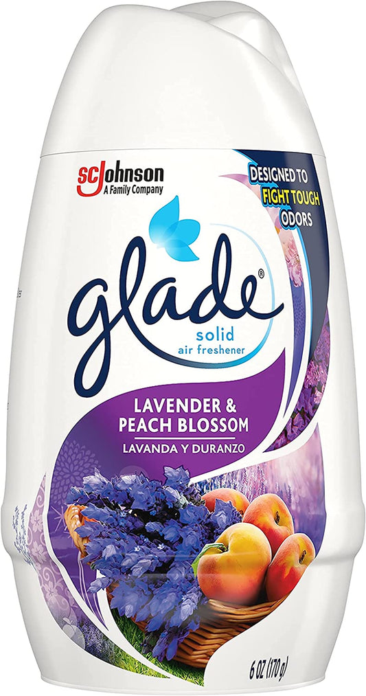 Glade Solid Air Freshener, Deodorizer for Home and Bathroom, Lavender & Peach Blossom, 6 Oz