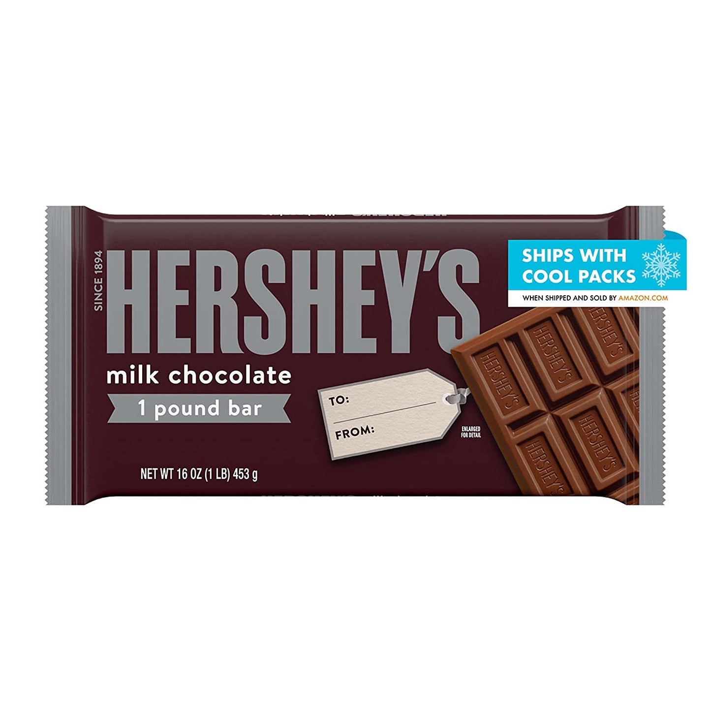 Hershey'S, Milk Chocolate Bar, 1 Lb.