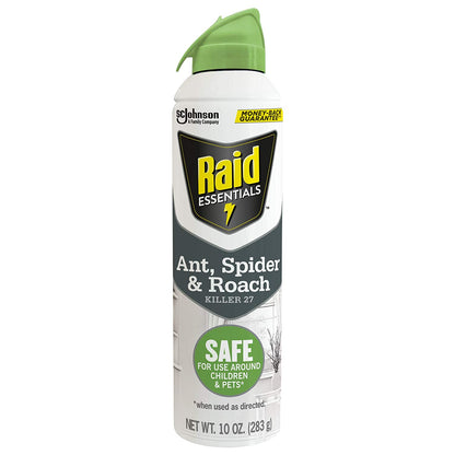 Raid Essentials Ant Spider, and Roach Killer Aerosol Spray, Child & Pet Safe, Kills Insects Quickly, for Indoor Use, 10 Oz