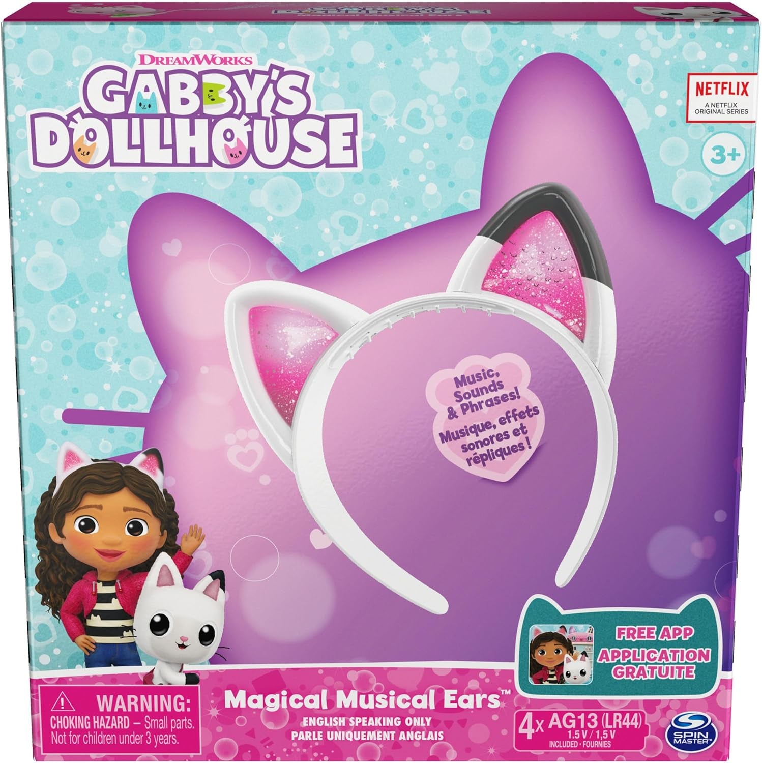 Gabby'S Dollhouse, Magical Musical Cat Ears, Kids Costume with Lights, Music, Sounds & Phrases, Pretend Play Toys for Girls Ages 3 and Up