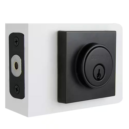 Square Matte Black Single Cylinder Contemporary Deadbolt