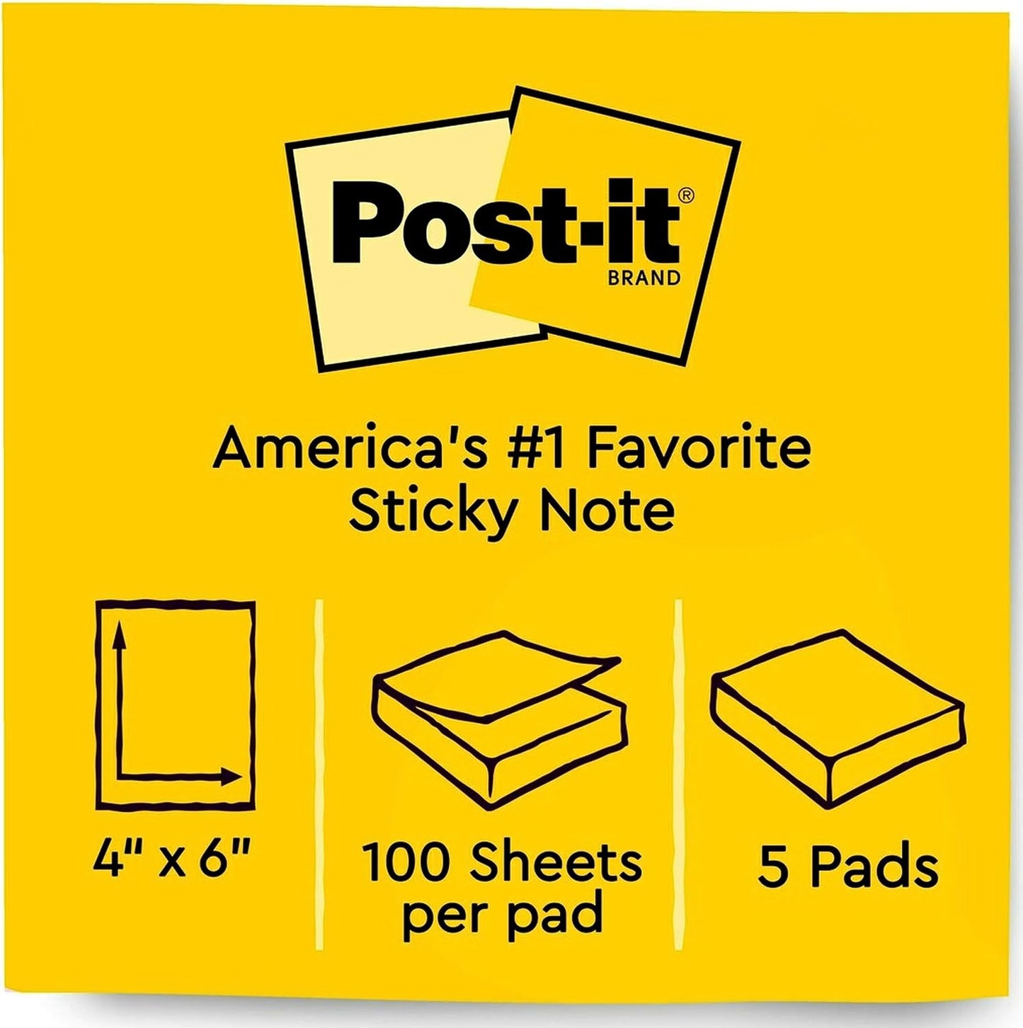 Post-It Notes, 4X6 In, 5 Pads, America'S #1 Favorite Sticky Notes, Beachside Café Collection, Pastel Colors, Recyclable (660-5PK-AST)