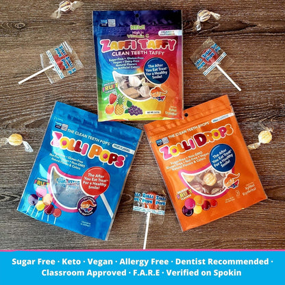 Zollipops Caramel & Green Apple, Sugar-Free, Allergy-Free, Vegan, KETO & Diabetic Friendly, Clean Teeth Candy