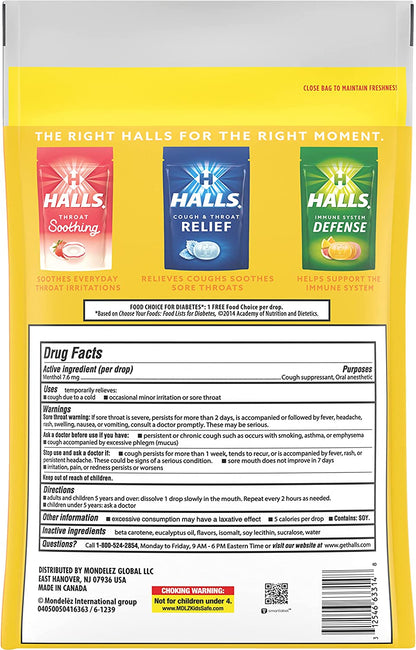 HALLS Relief Honey Lemon Sugar Free Cough Drops, Value Pack, 180 Drops