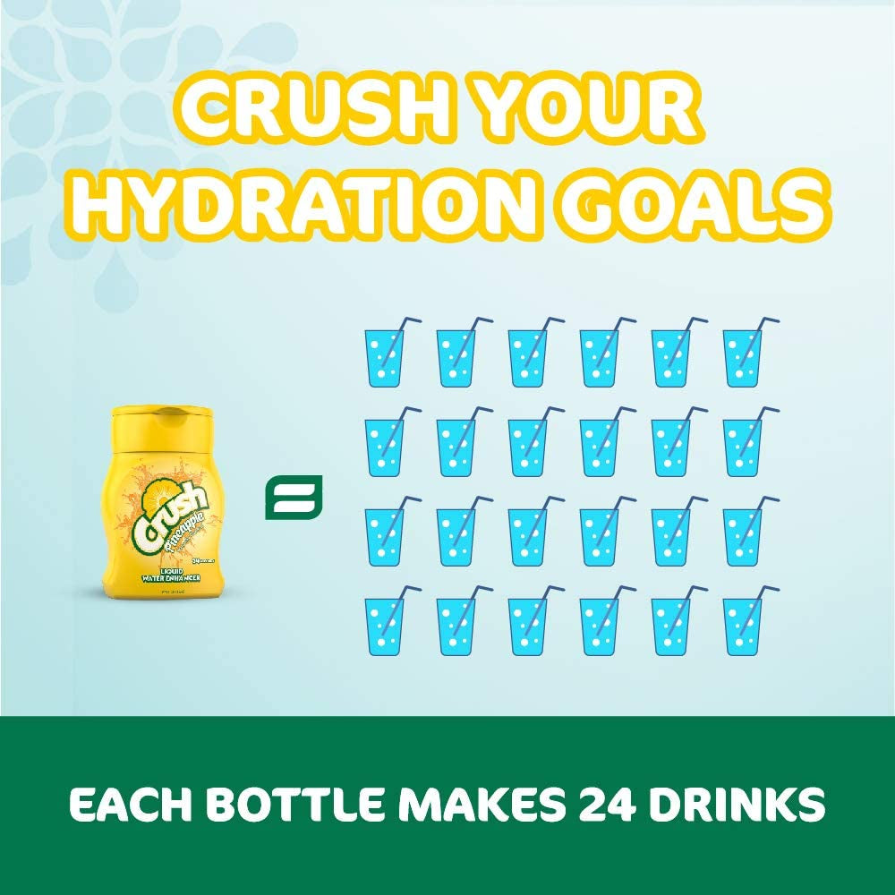 Crush, Pineapple, Liquid Water Enhancer – New, Better Taste! (4 Bottles, Makes 96 Flavored Water Drinks) – Sugar Free, Zero Calorie