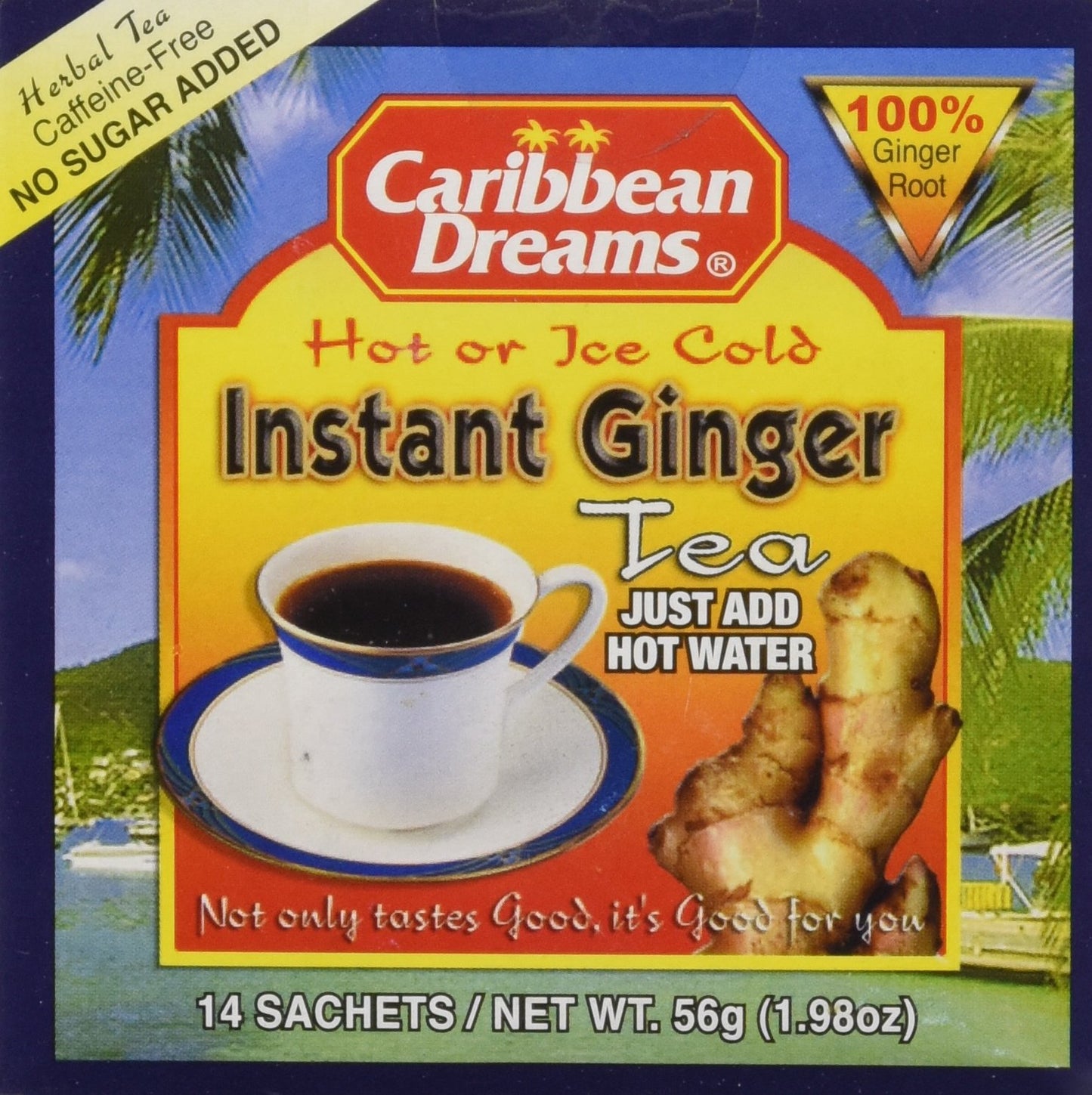 Caribbean Dreams Instant Ginger Tea Un-Sweetened, 0.14 Oz, 14 Sachets