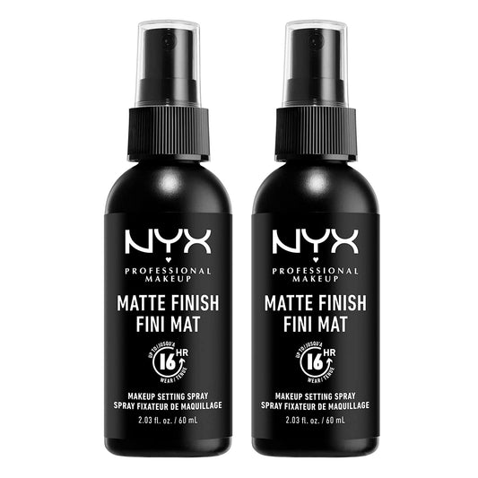 NYX PROFESSIONAL MAKEUP Makeup Setting Spray - Matte Finish (Pack of 2), Vegan Formula (Packaging May Vary)