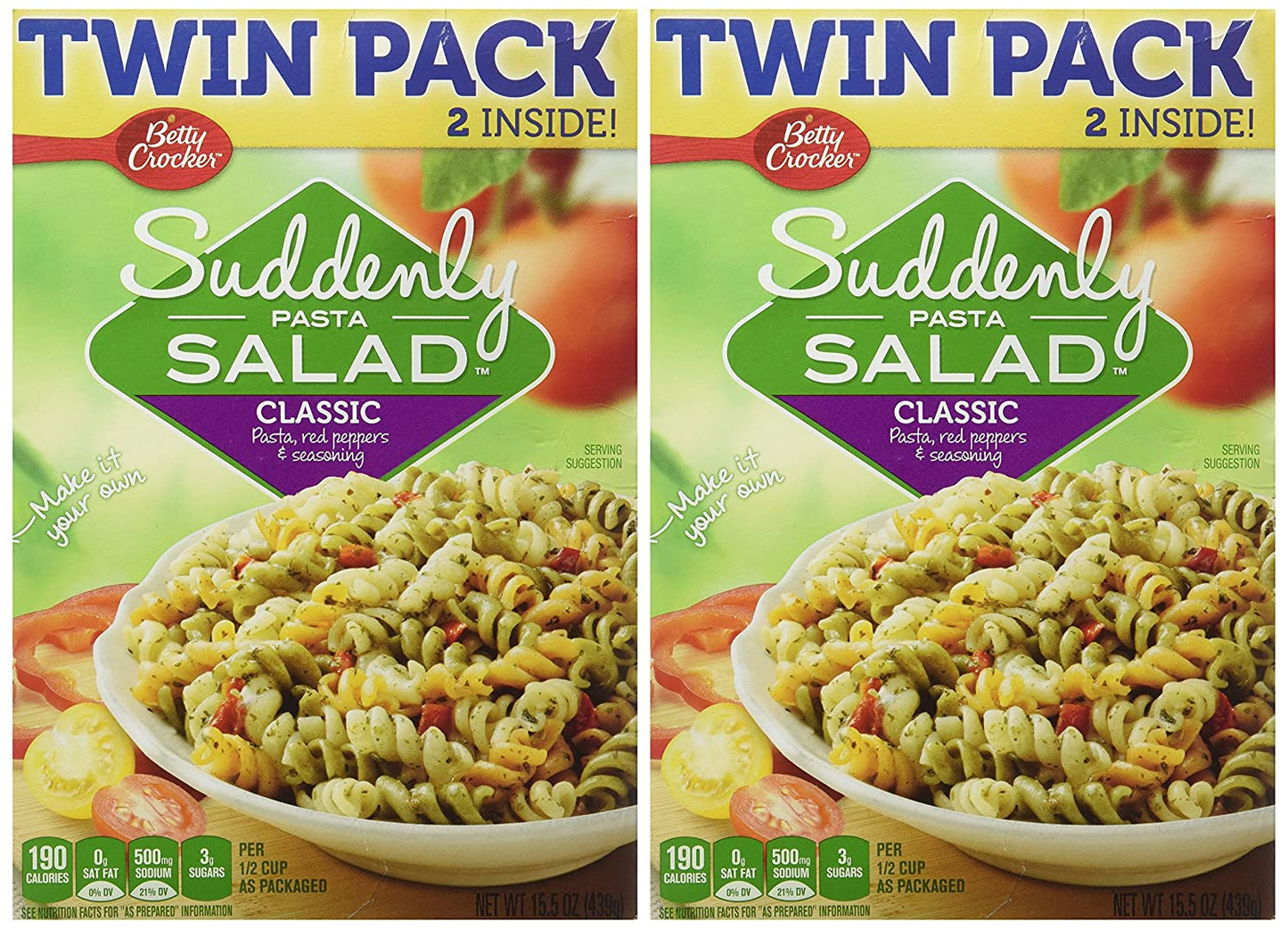 Betty Crocker Suddenly Pasta Salad, Classic, Twin Pack, 15.5 Oz