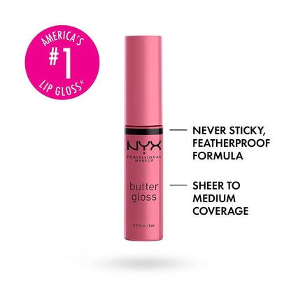 NYX PROFESSIONAL MAKEUP Butter Gloss, Non-Sticky Lip Gloss - Angel Food Cake (True Mauve)