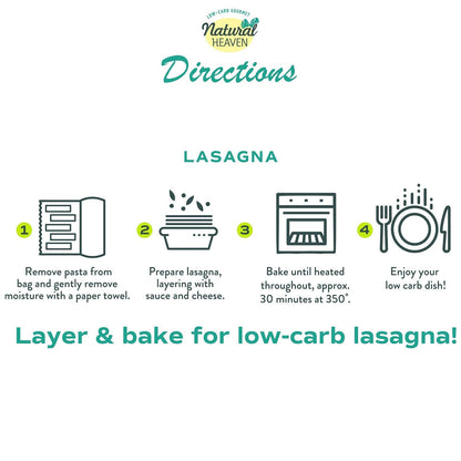 Hearts of Palm Lasagna Pasta | Gluten-Free | 4G of Carbs | High Fiber | Keto | Paleo | Vegan - Vacuum Packed - (9Oz – 1 Count)