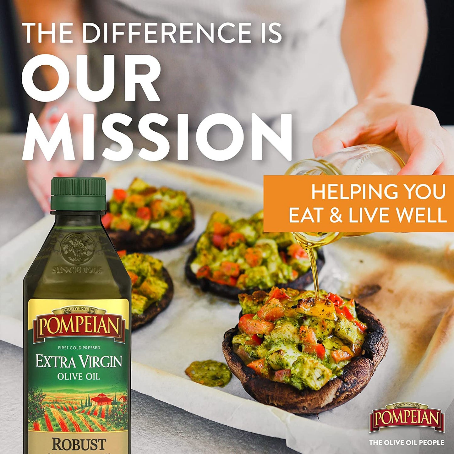 Pompeian Robust Extra Virgin Olive Oil, First Cold Pressed, Full-Bodied Flavor, Perfect for Salad Dressings & Marinades, 16 FL. OZ.