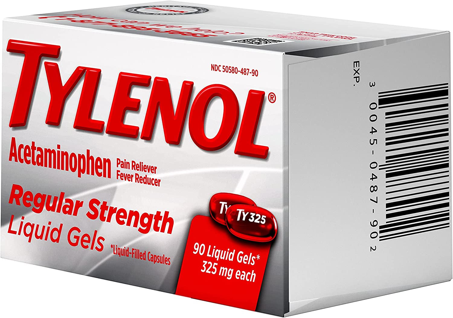 Tylenol Regular Strength Liquid Gels with 325 Mg Acetaminophen, Pain Reliever & Fever Reducer, 90 Ct