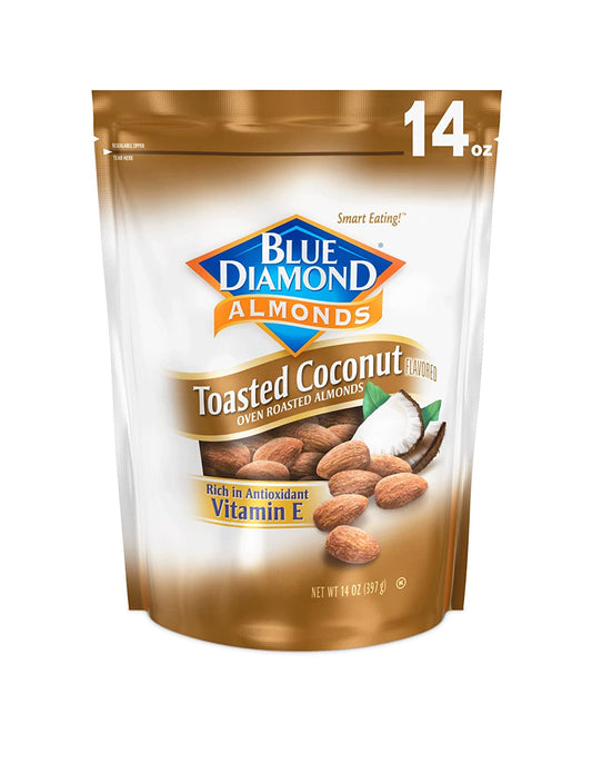 Blue Diamond Almonds Toasted Coconut Flavored Snack Nuts, 14 Oz Resealable Bag (Pack of 1)