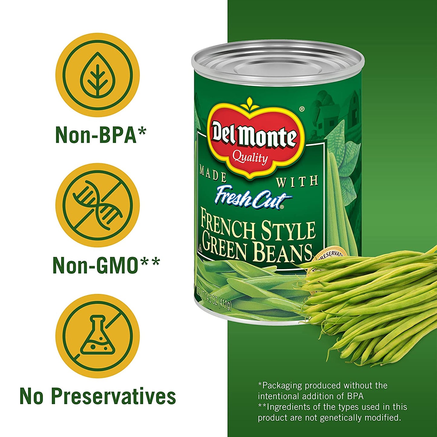 DEL MONTE BLUE LAKE French Style Green Beans, Canned Vegetables, 14.5 Oz Can