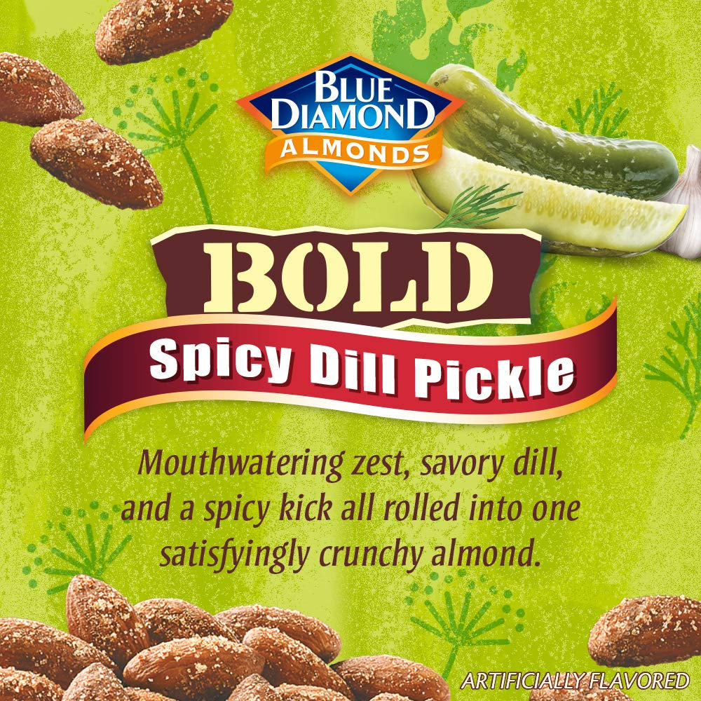 Blue Diamond Almonds Spicy Dill Pickle Flavored Snack Nuts, 6 Oz Resealable Can (Pack of 1)