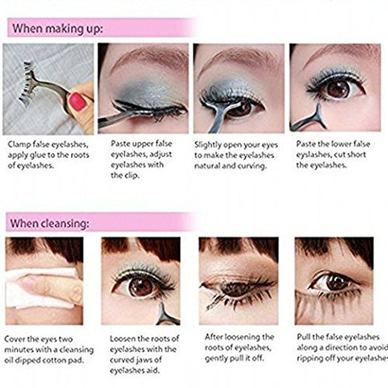 EIAKE False Eyelashes Applicator Tool Eyelash Extension Tweezers Remover Clip Tweezers Nipper (Golden)