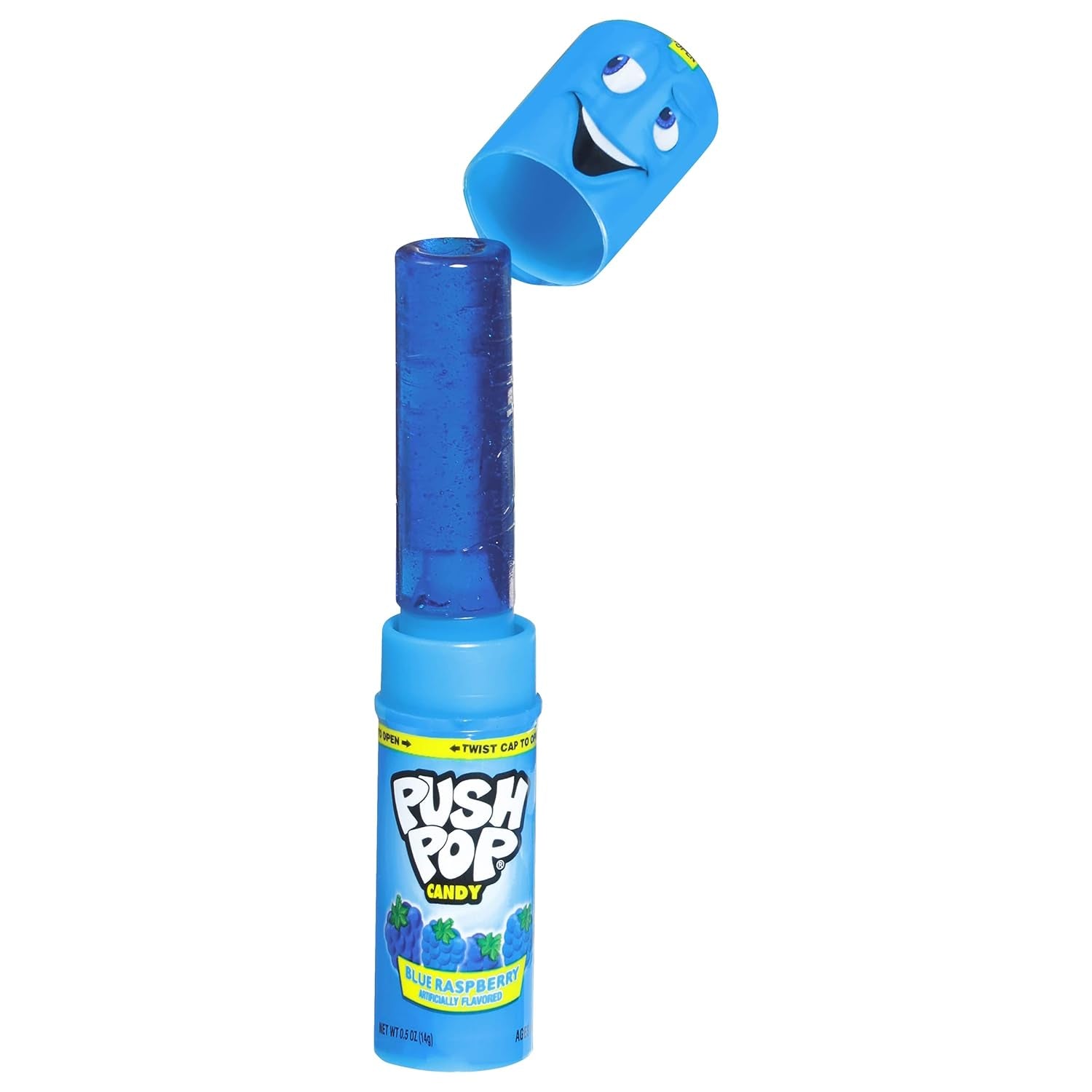 Push Pop Blue Colorfest - Blue Raspberry Lollipops Bulk Halloween Candy - 10 Count Individually Wrapped Fruity Lollipops - Candy for Halloween Party, Trick or Treaters, and Goodie Bags