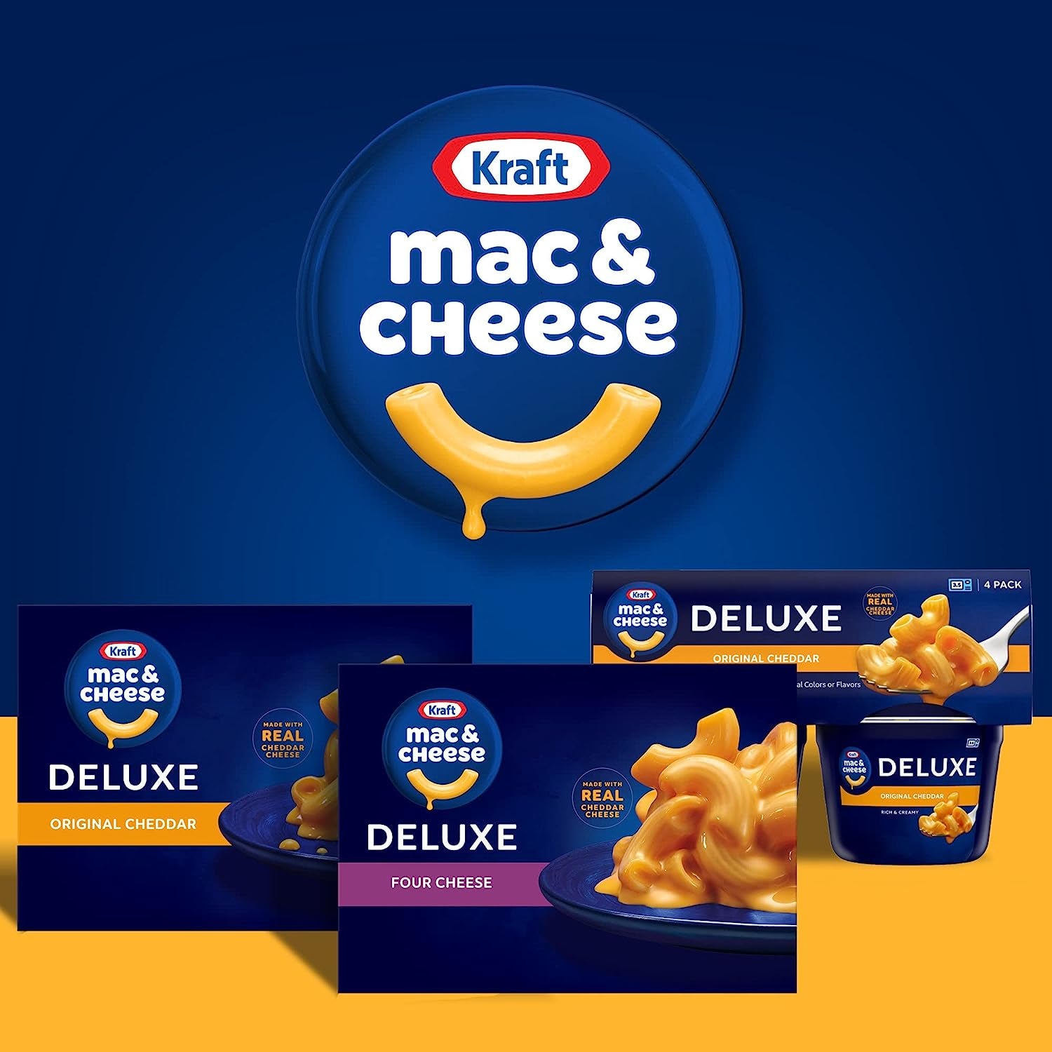 Kraft Deluxe Four Cheese Mac N Cheese Macaroni and Cheese Dinner, 14 Oz Box