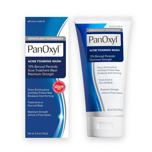 Panoxyl Acne Foaming Wash Benzoyl Peroxide 10% Maximum Strength Antimicrobial, 5.5 Oz