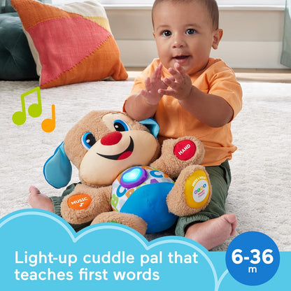 Fisher-Price Laugh & Learn Baby & Toddler Toy Smart Stages Puppy Interactive Plush Dog with Music and Lights for Ages 6+ Months