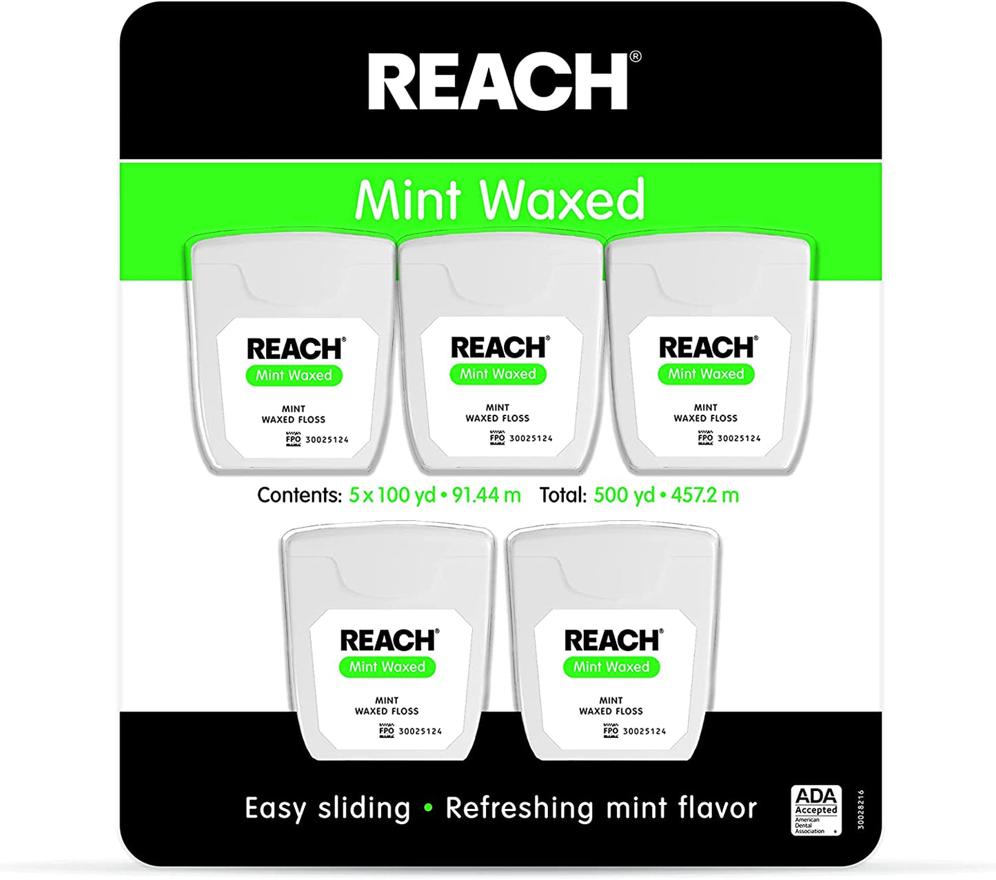 Johnson & Johnson Reach Mint Waxed Dental Floss, 5 Count