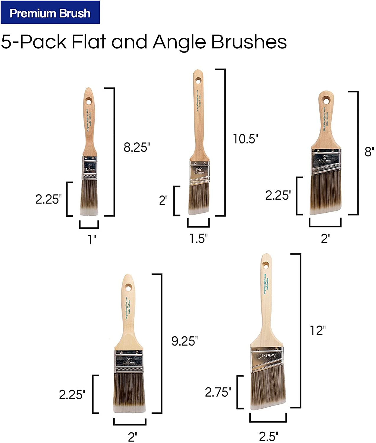 Pro Grade - Paint Brushes - 5 Ea - Paint Brush Set