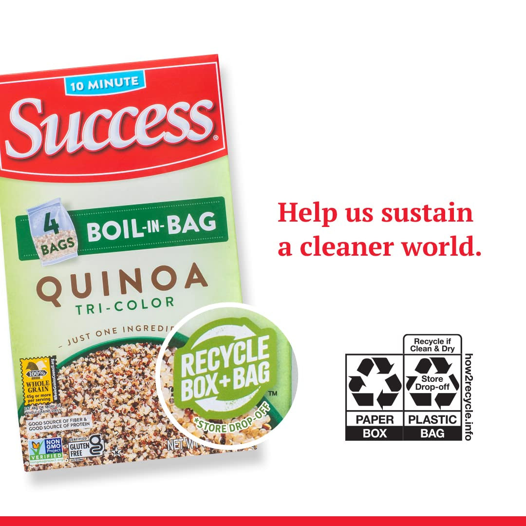 Success Boil-In-Bag Quinoa, Quick Tri-Color Quinoa, 12-Ounce Box