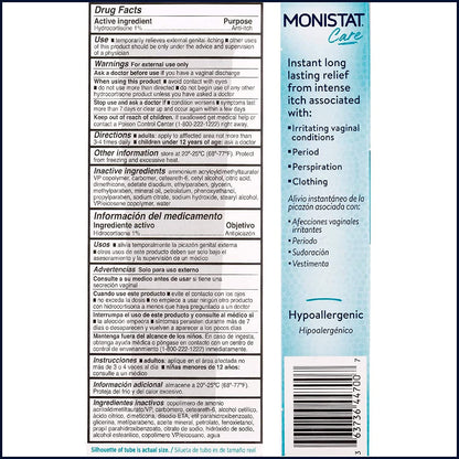 Monistat Care Instant Itch Relief Cream-Max Strength - Cools & Soothes, (Packaging May Vary), White, 1 Oz