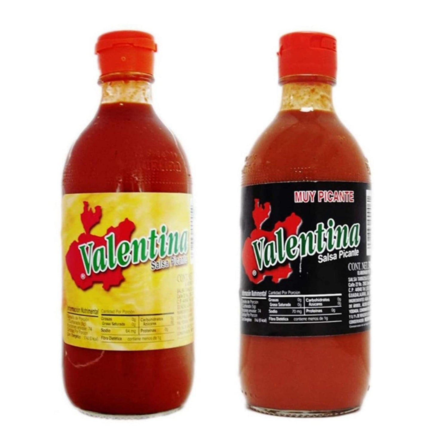 Valentina Hot & Extra Hot Sauce , Black & Yellow Label 12,5 Oz (Pack of 2)