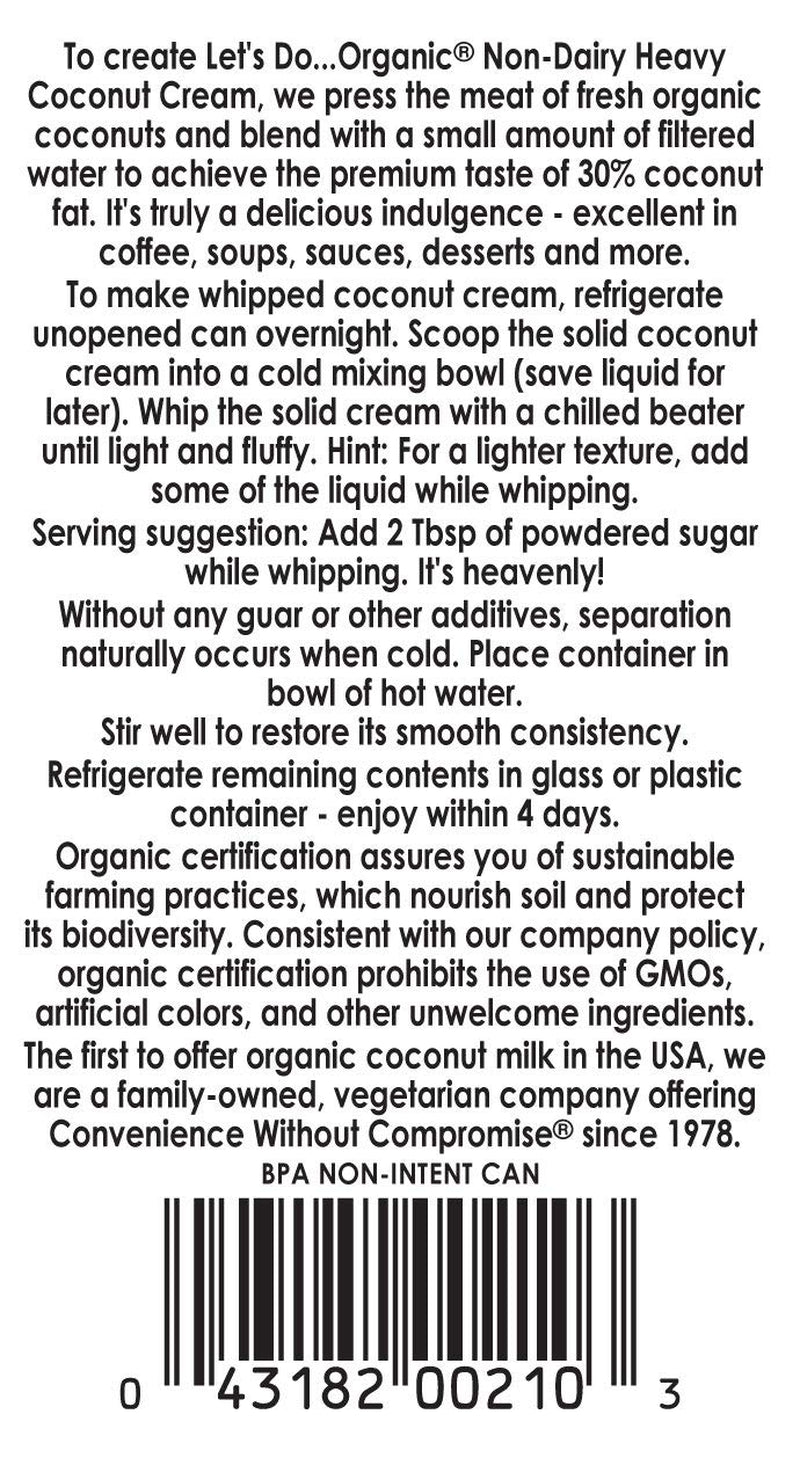 Let'S Do...Organic Heavy Coconut Cream, 13.5 Ounce Can, White