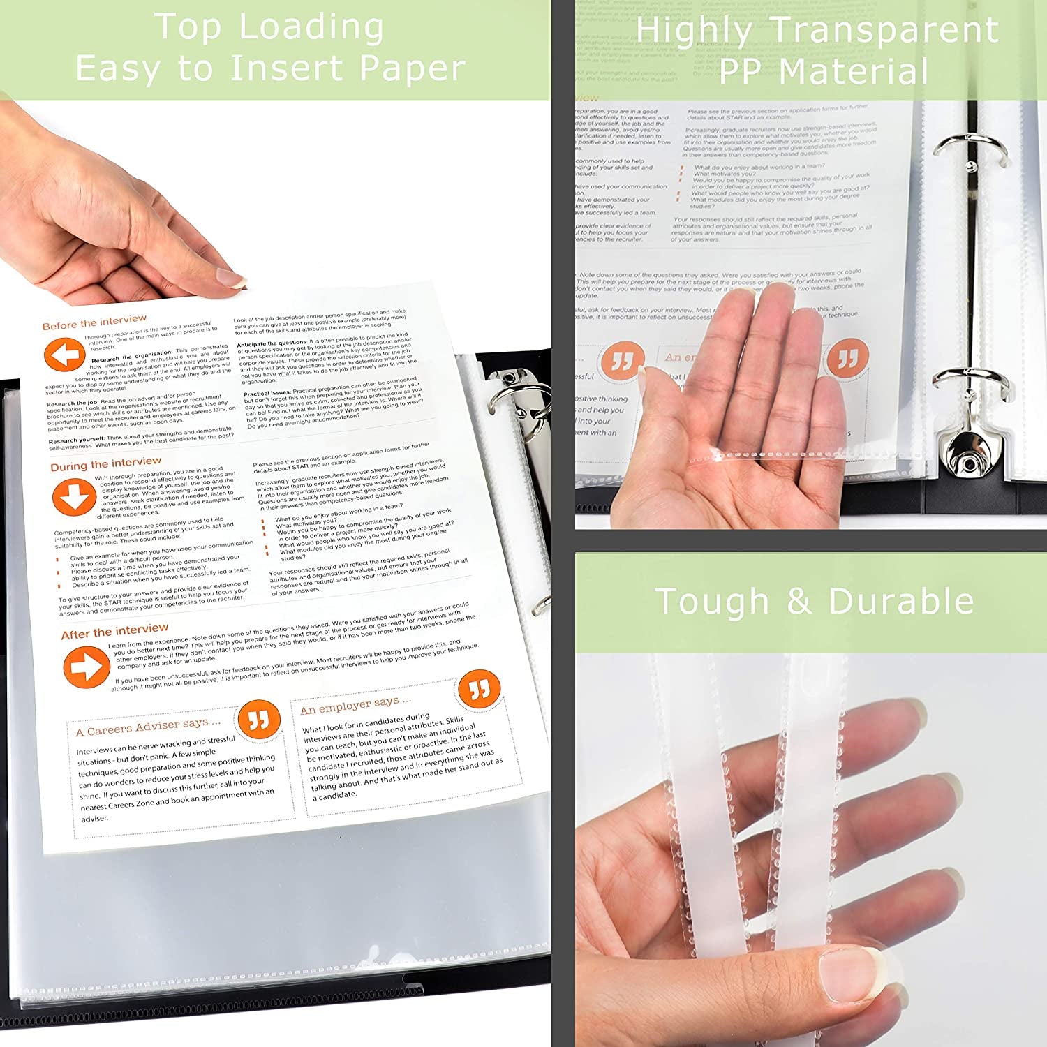 100 Clear Sheet Protectors, 8.5" X 11" Clear Page Protectors for 3 Ring Binder, Plastic Sheet Sleeves, Top Loading Paper Protector with Reinforced Holes, Archival Safe for Documents and Photos