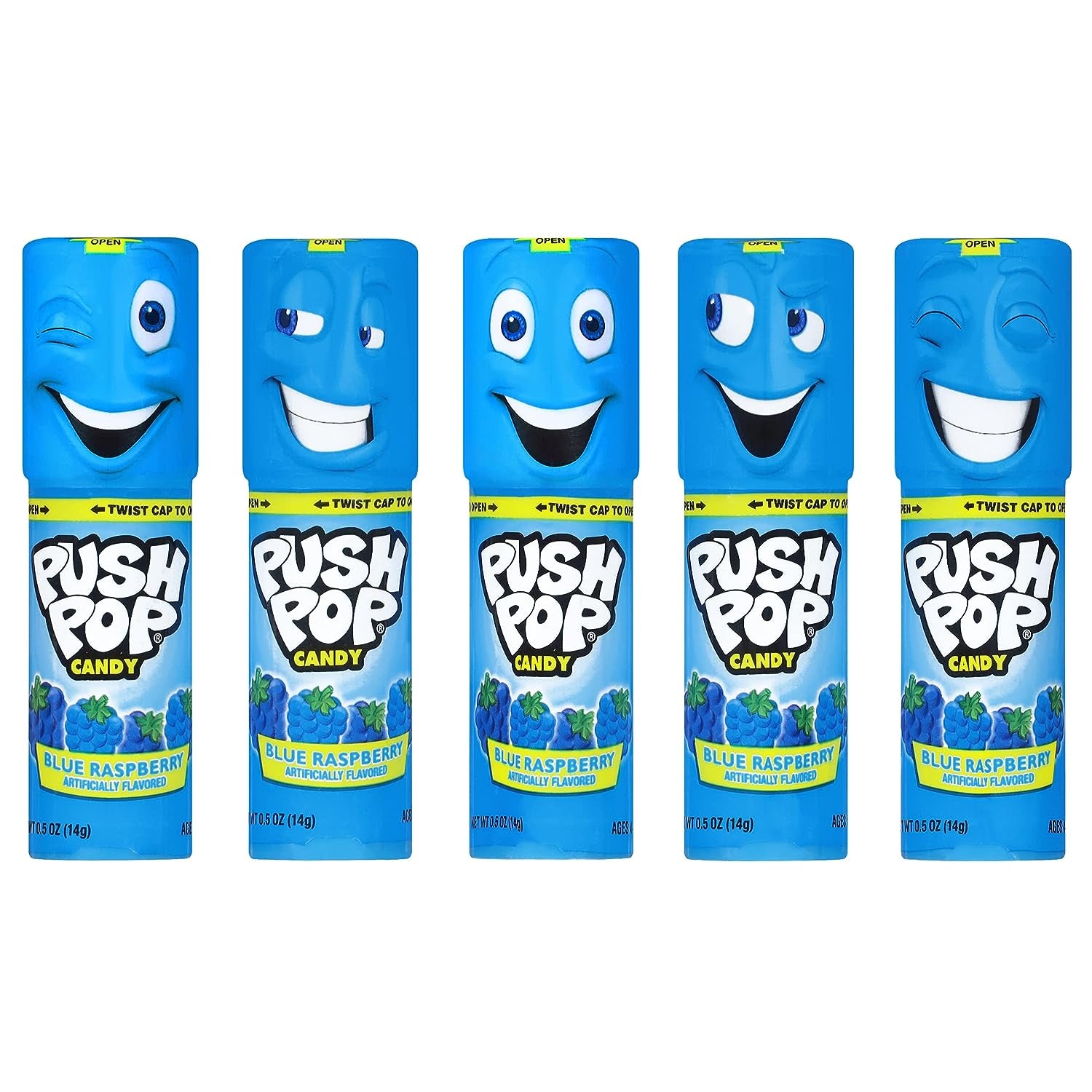 Push Pop Blue Colorfest - Blue Raspberry Lollipops Bulk Halloween Candy - 10 Count Individually Wrapped Fruity Lollipops - Candy for Halloween Party, Trick or Treaters, and Goodie Bags