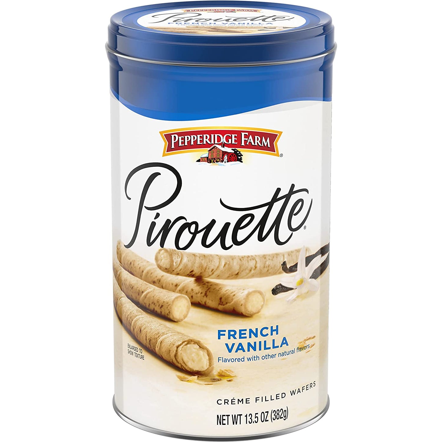 Pepperidge Farm Pirouette Cookies, French Vanilla Flavored Crème Filled Wafers, 13.5 Oz Tin