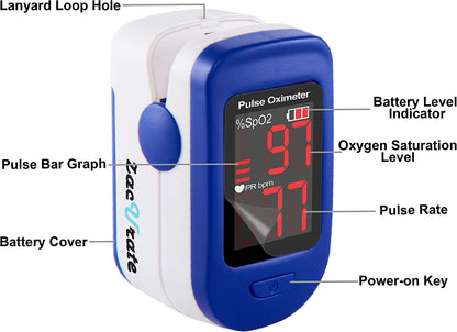 Zacurate 500BL Fingertip Pulse Oximeter Blood Oxygen Saturation Monitor with Batteries Included (Navy Blue)