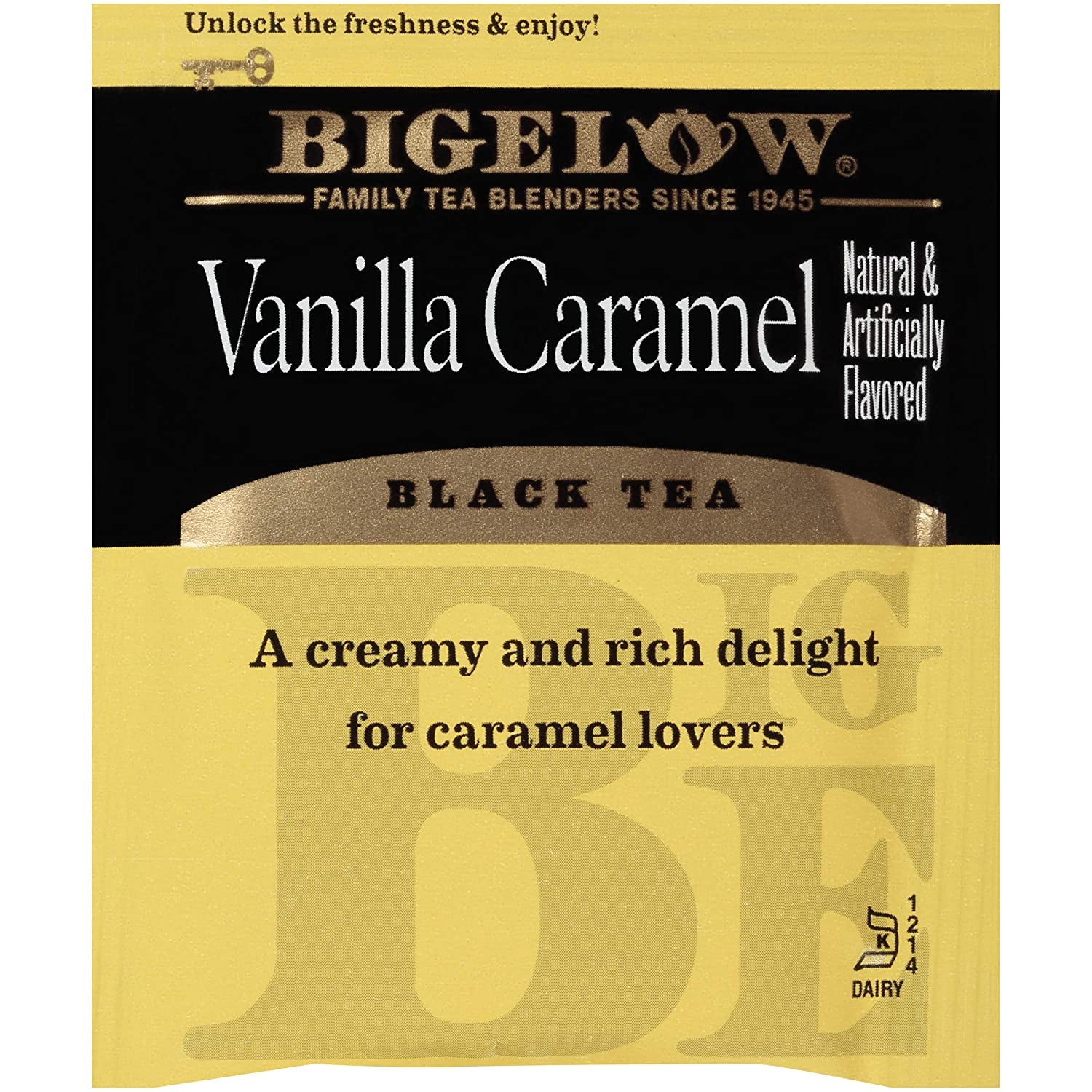 Bigelow Vanilla Caramel Black Tea Bags, 20 Count Box (Pack of 6) Caffeinated Black Tea, 120 Tea Bags Total 20 Count (Pack of 6) NEW