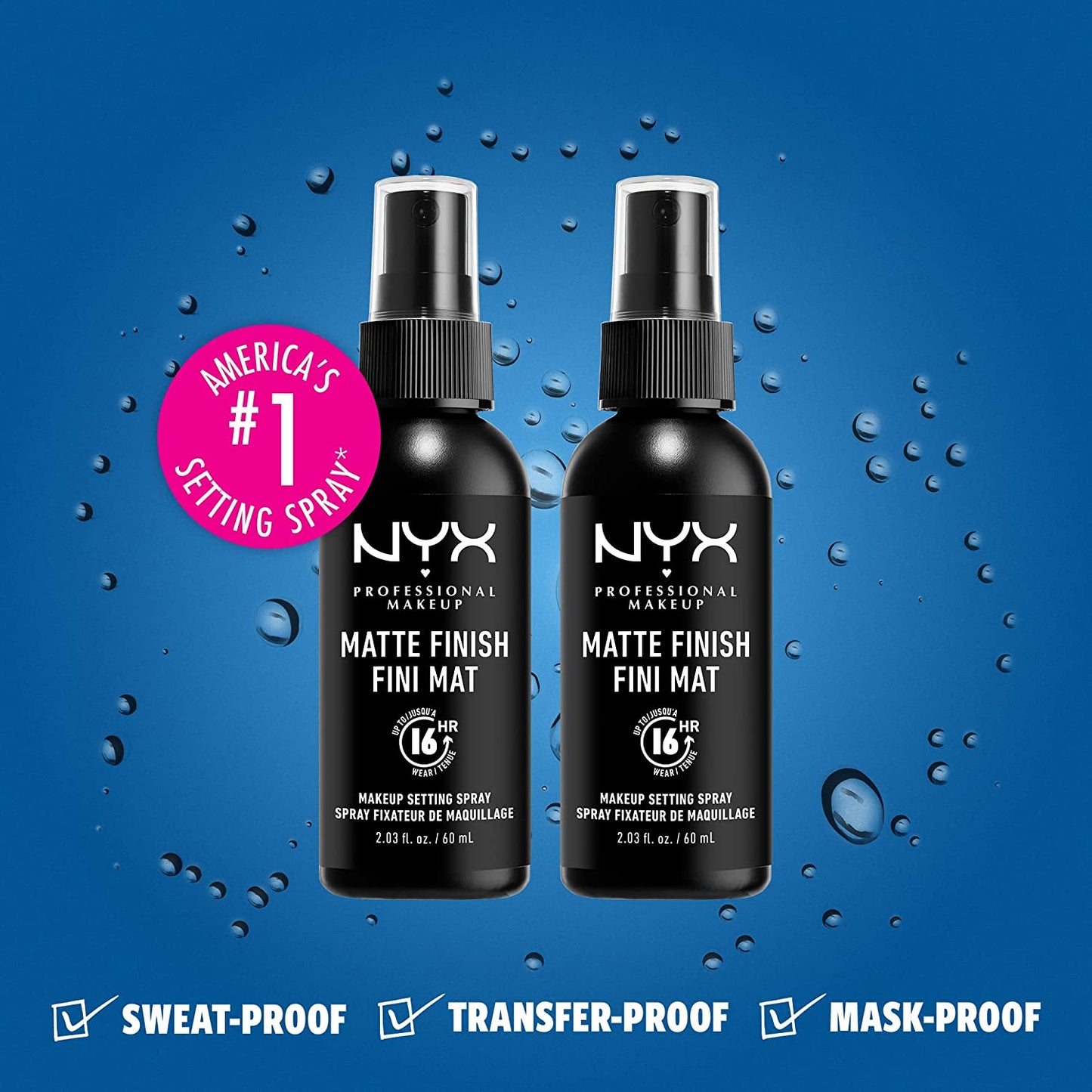 NYX PROFESSIONAL MAKEUP Makeup Setting Spray - Matte Finish (Pack of 2), Vegan Formula (Packaging May Vary)