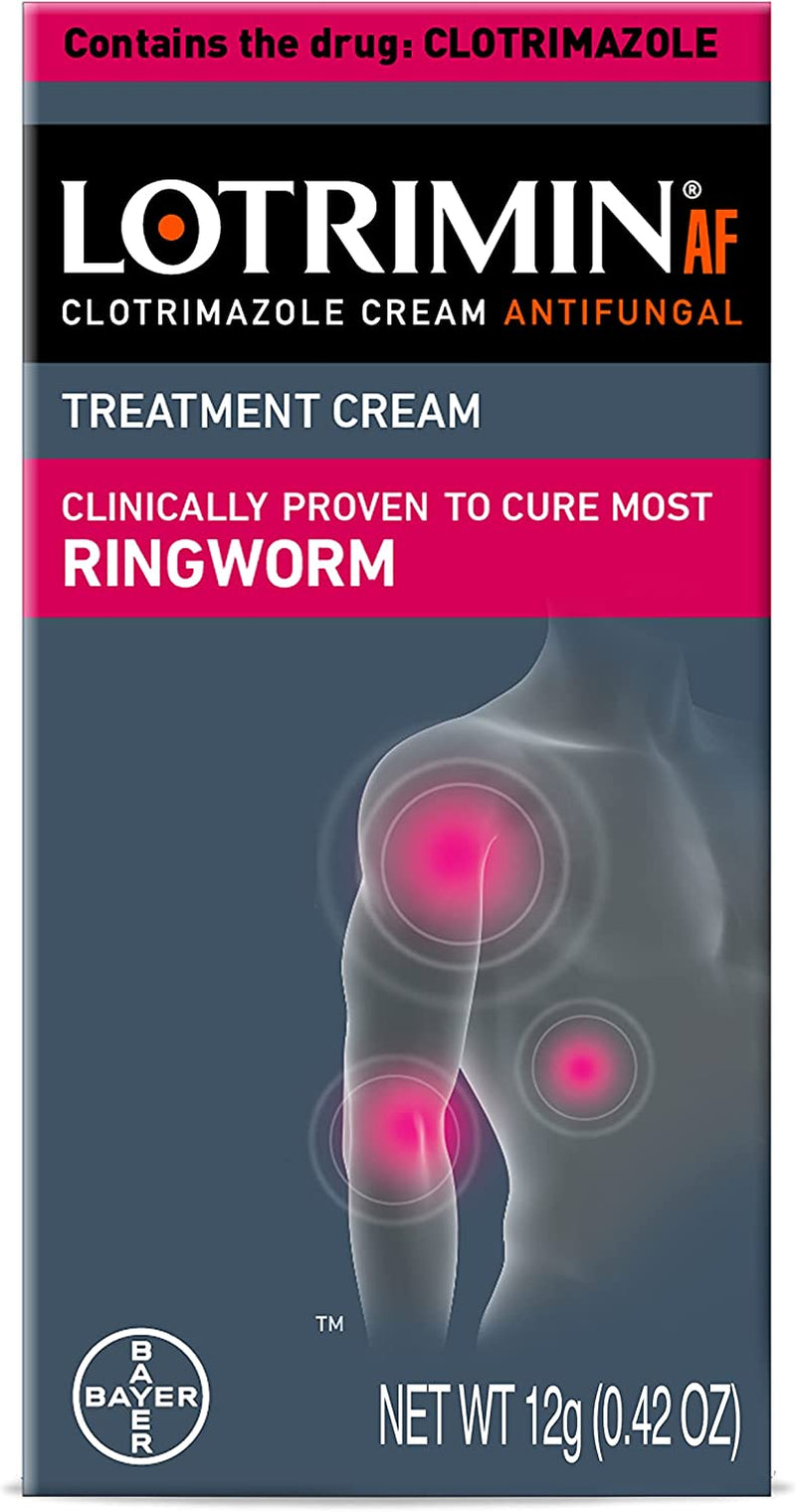 Lotrimin AF Ringworm Cream Clotrimazole 1% - Clinically Proven Effective Antifungal Cream Treatment of Most Ringworm, for Adults and Kids over 2 Years, .42 Ounce (12 Grams)