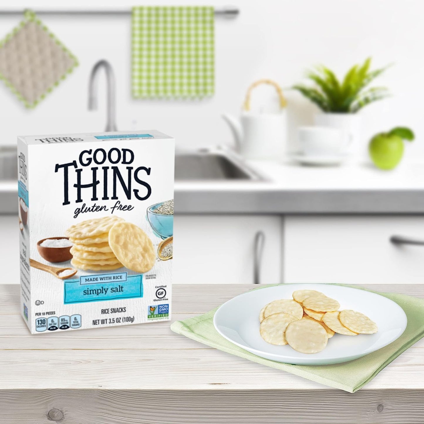 Good Thins Simply Salt Rice Snacks Gluten Free Crackers, 3.5 Ounce (Pack of 12)