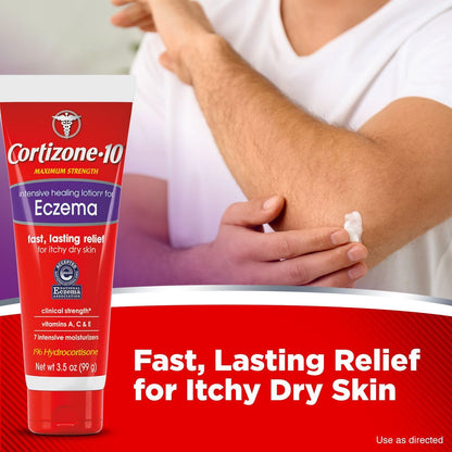 Cortizone 10 Maximum Strength Intensive Healing Lotion for Eczema, 1% Hydrocortisone, 3.5 Oz.