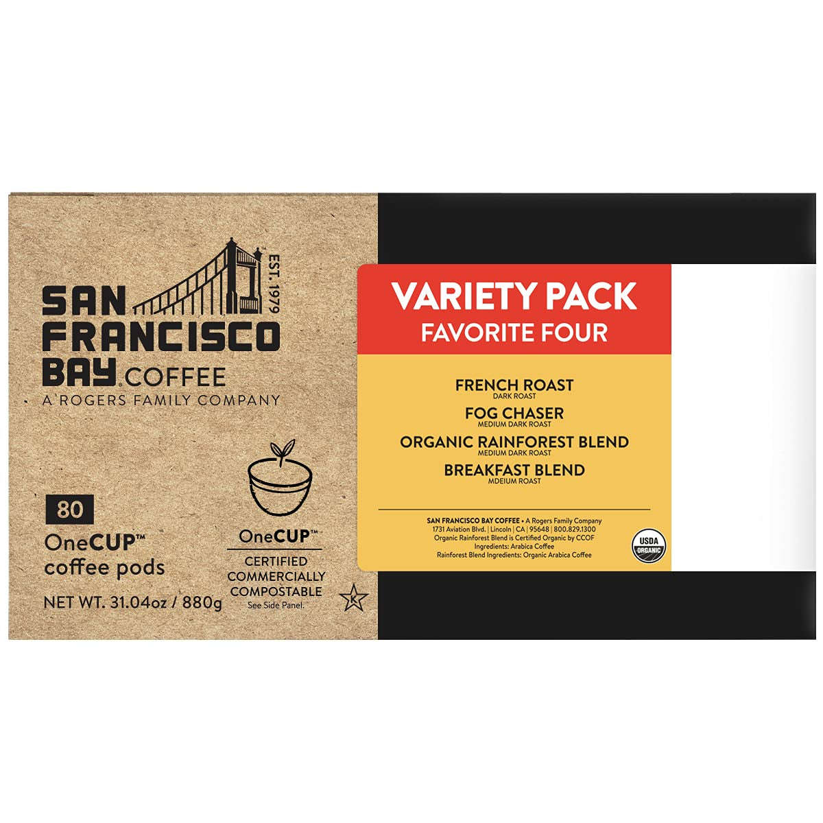 San Francisco Bay Compostable Coffee Pods - Original Variety Pack (80 Ct) K Cup Compatible Including Keurig 2.0, French, Breakfast, Fog, Organic Rainforest