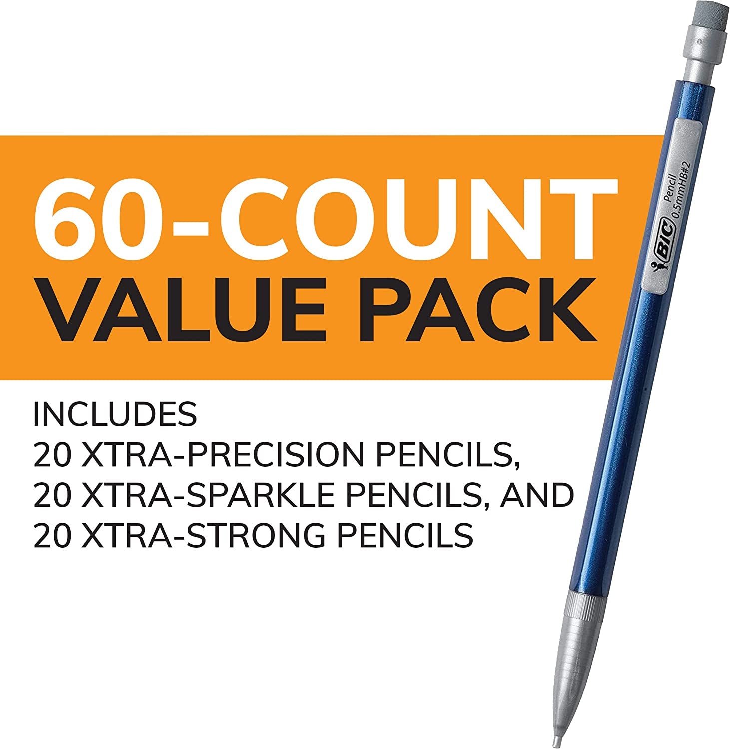 BIC Variety Pack, Assorted Sizes, 0.5Mm, 0.7Mm, 0.9Mm, 60-Count, Refillable Design for Long-Lasting Use