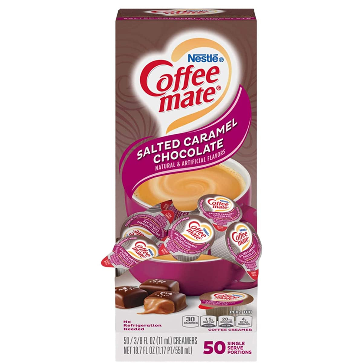 Coffee Mate Salted Caramel Chocolate Liquid Coffee Creamer Singles, 0.375 Fl Oz, 50 Ct