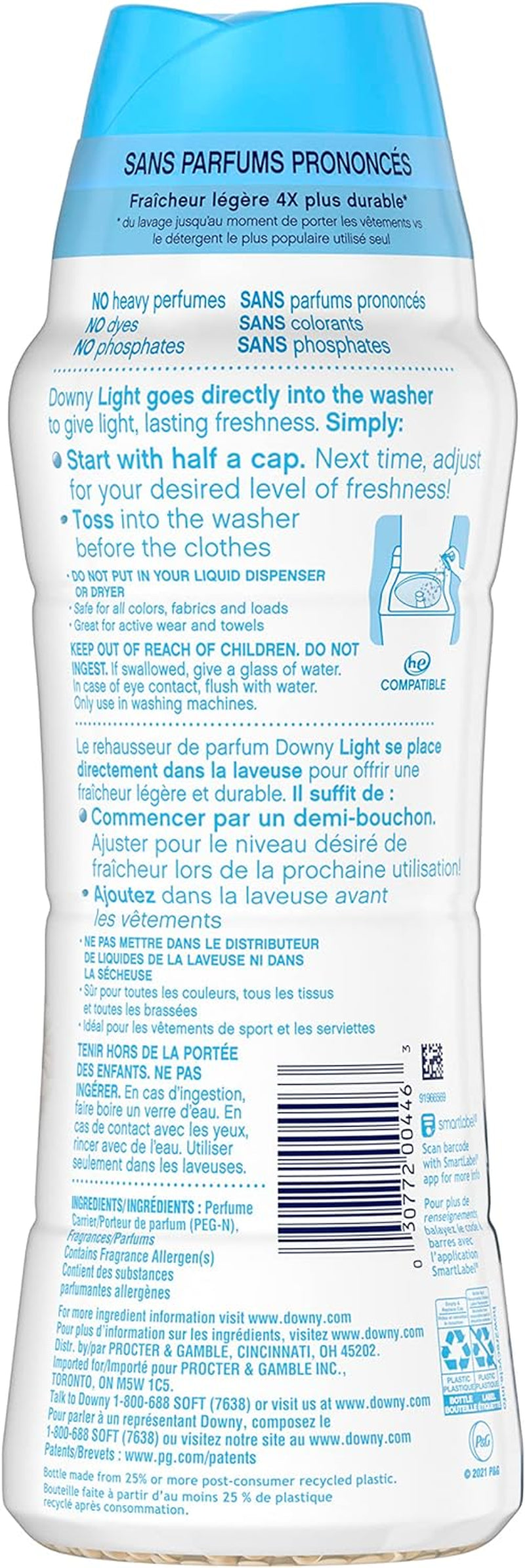 Downy Light Laundry Scent Booster Beads for Washer, Ocean Mist, 20.1 Oz, with No Heavy Perfumes