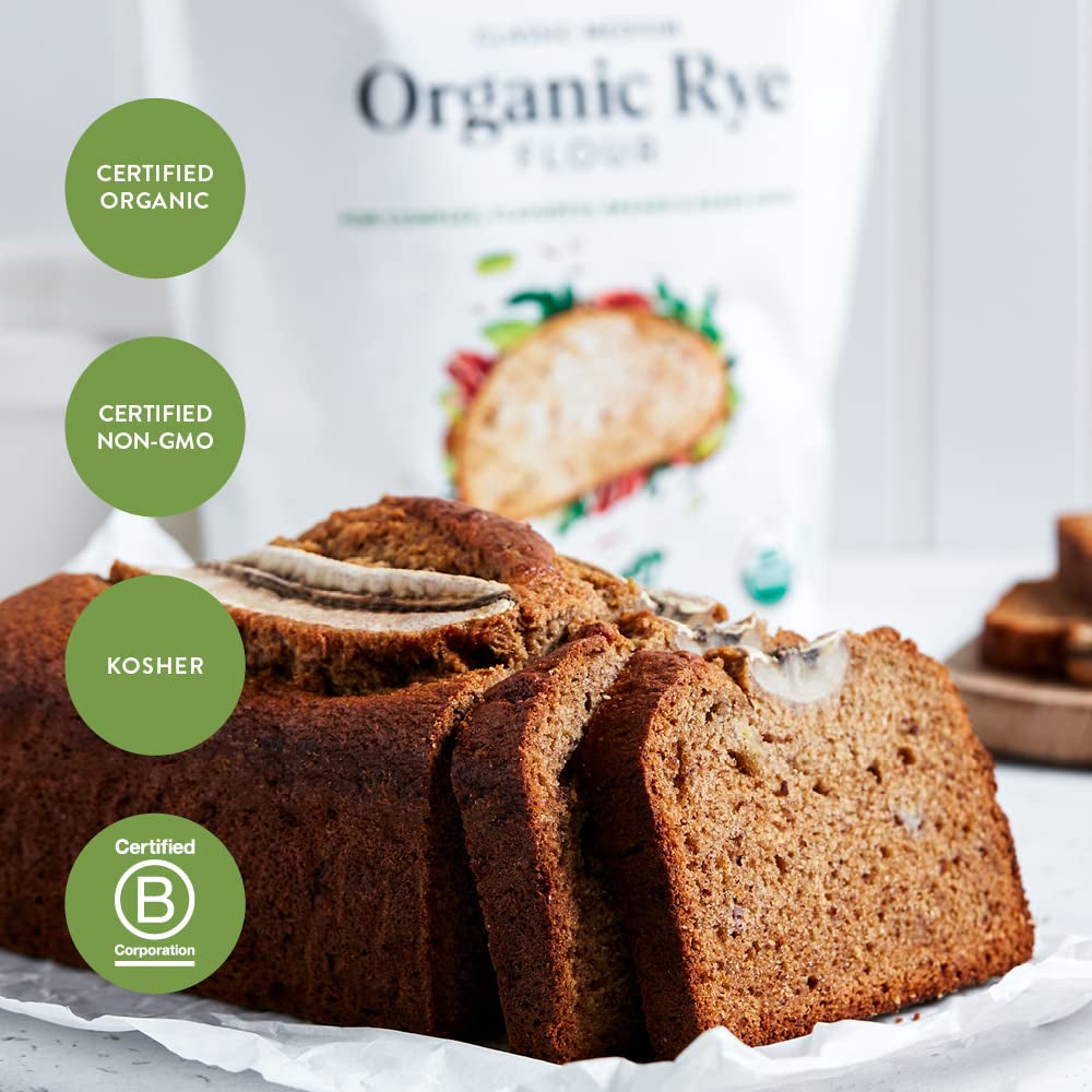 King Arthur Flour Organic Medium Rye Flour for Complex Flavorful Breads & Baked Goods, 100% Organic Non-Gmo Project Verified, 3 Pounds (Pack of 1)