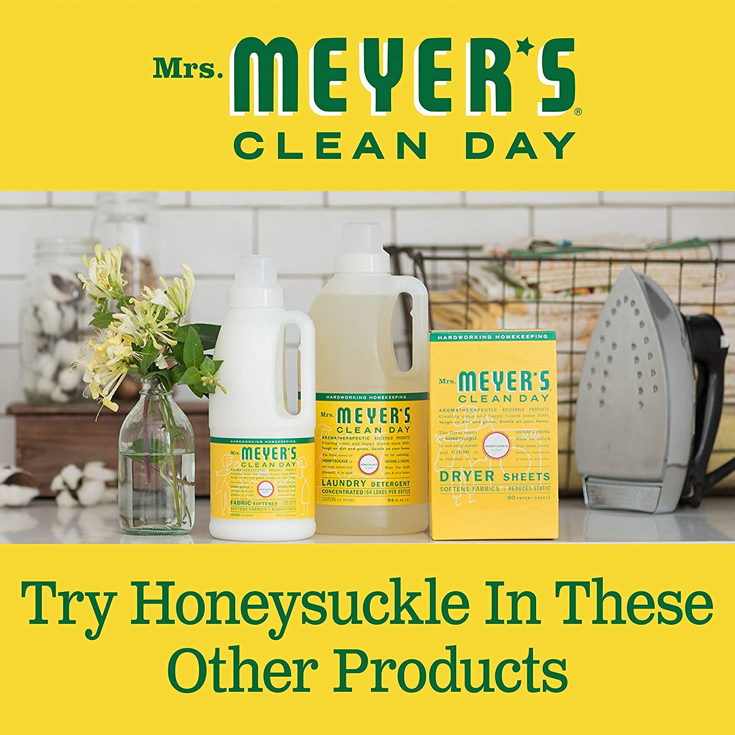 MRS. MEYER'S CLEAN DAY Soy Tin Candle, 12 Hour Burn Time, Made with Soy Wax and Essential Oils, Honeysuckle, 2.9 Oz